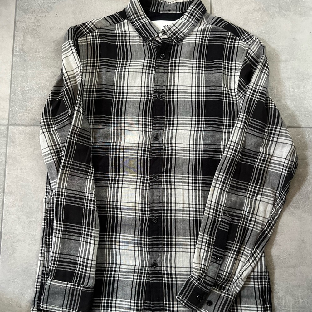 Men’s Small Black & White Flannel